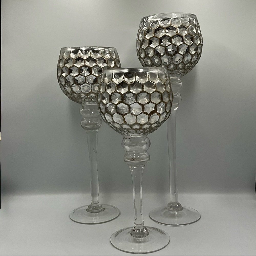 Mercury Glass Honeycomb Candle Holders
